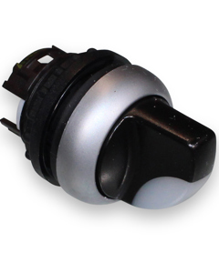 Illuminated selector switch front M22 1-0-2white M22-WRLK3-W